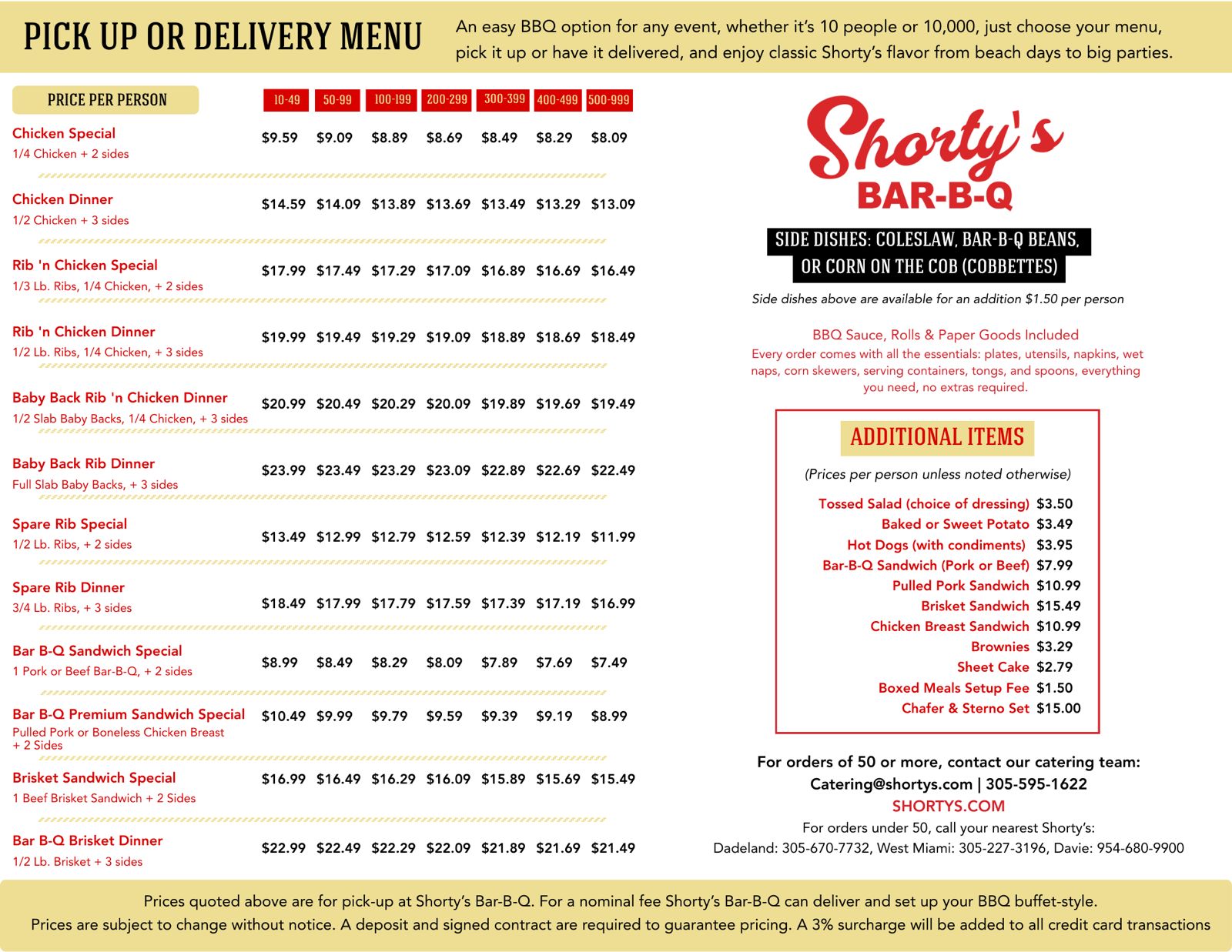 Pickup Delivery Menu